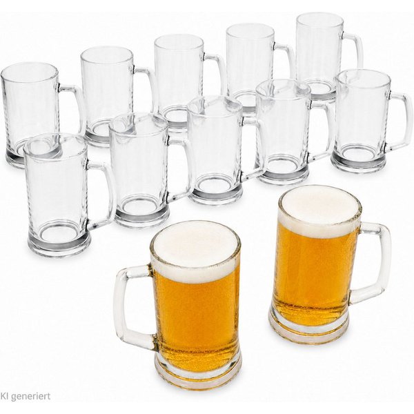 MamboCat Bierglas 12x Viva Bierkrug 0,3L mit Henkel Bierseidel 300ml Glas Seidel Humpen, Glas
