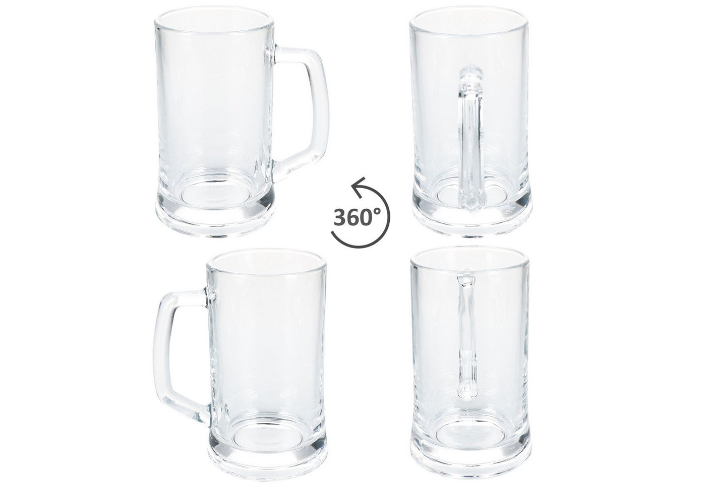 MamboCat Bierglas 12x Viva Bierkrug 0,3L mit Henkel Bierseidel 300ml Glas Seidel Humpen, Glas – Bild 4 von 5