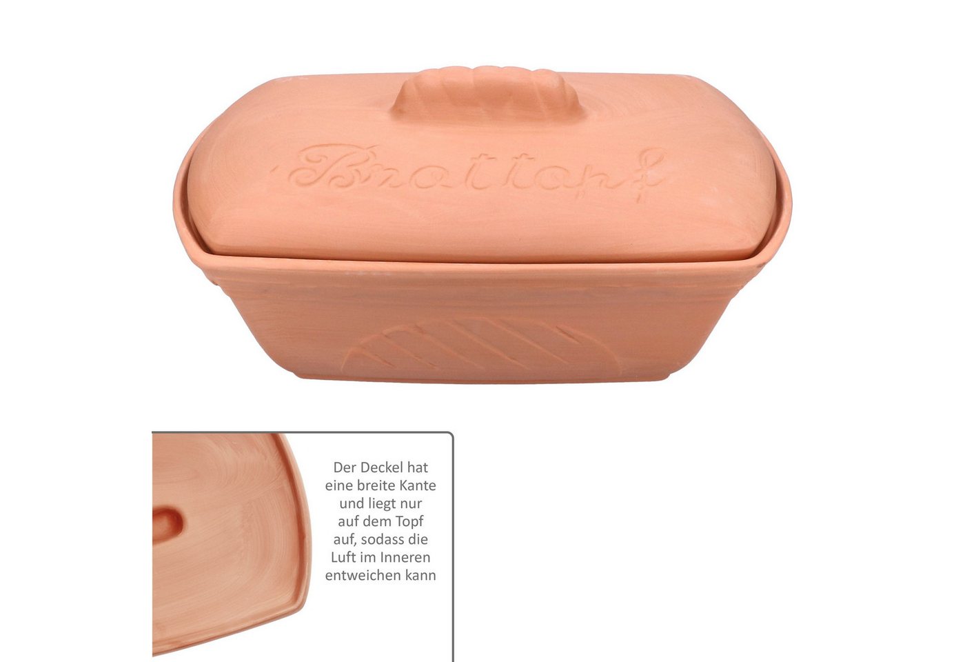 MamboCat Brotkasten Terra Brottopf Brotkasten mit Deckel Brötchen Aufbewahrungsbox Ton, Ton – Bild 3 von 5