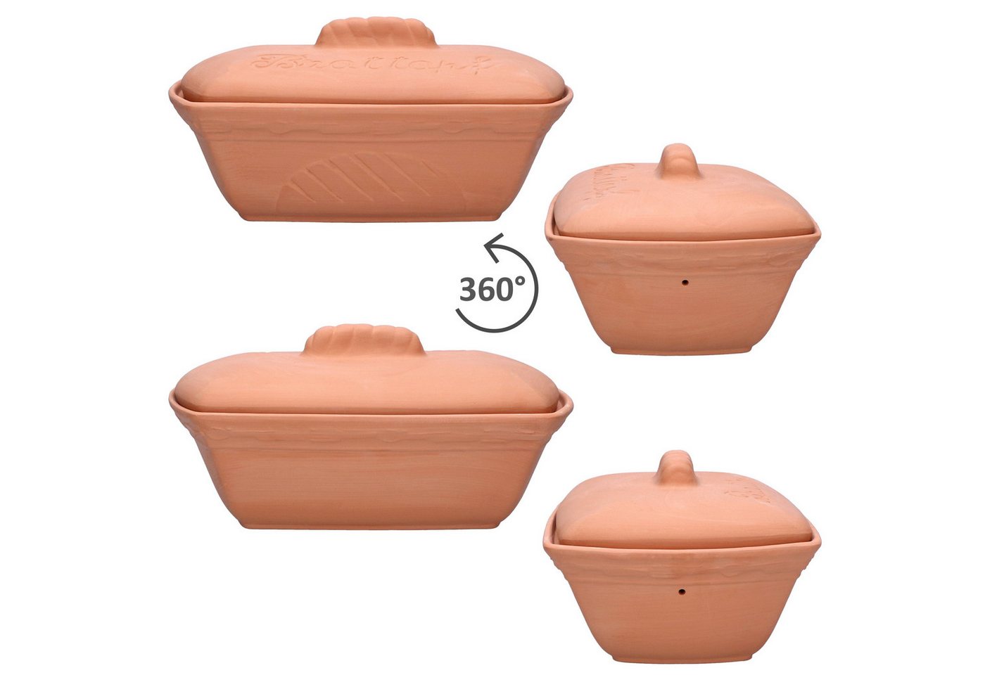 MamboCat Brotkasten Terra Brottopf Brotkasten mit Deckel Brötchen Aufbewahrungsbox Ton, Ton – Bild 5 von 5
