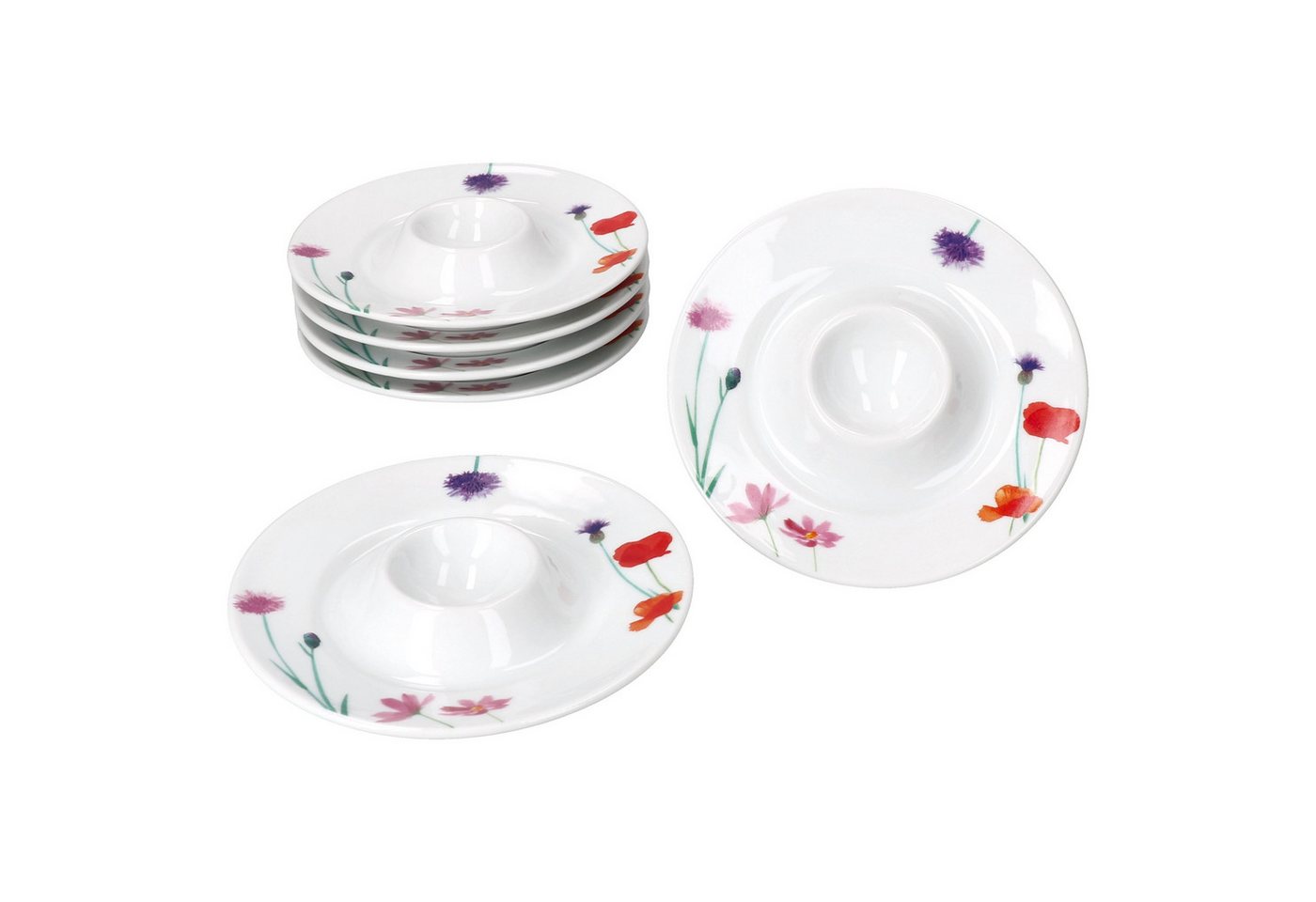 MamboCat Eierbecher 6x Marie Eierbecher mit Ablage weiß Blumen bunt Porzellan 6 Personen – Bild 2 von 5