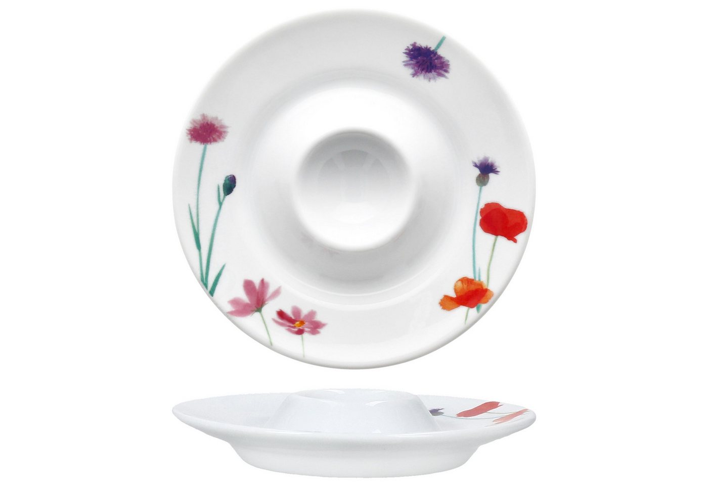 MamboCat Eierbecher 6x Marie Eierbecher mit Ablage weiß Blumen bunt Porzellan 6 Personen – Bild 4 von 5
