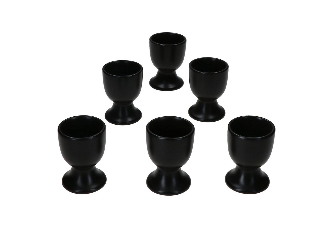 MamboCat Eierbecher 6x Panther Eierbecher schwarz Steingut für 6 Personen Frühstück – Bild 2 von 5