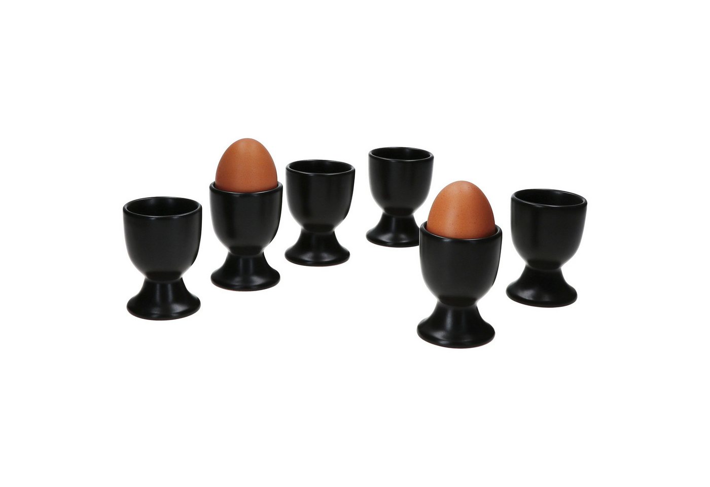 MamboCat Eierbecher 6x Panther Eierbecher schwarz Steingut für 6 Personen Frühstück – Bild 5 von 5