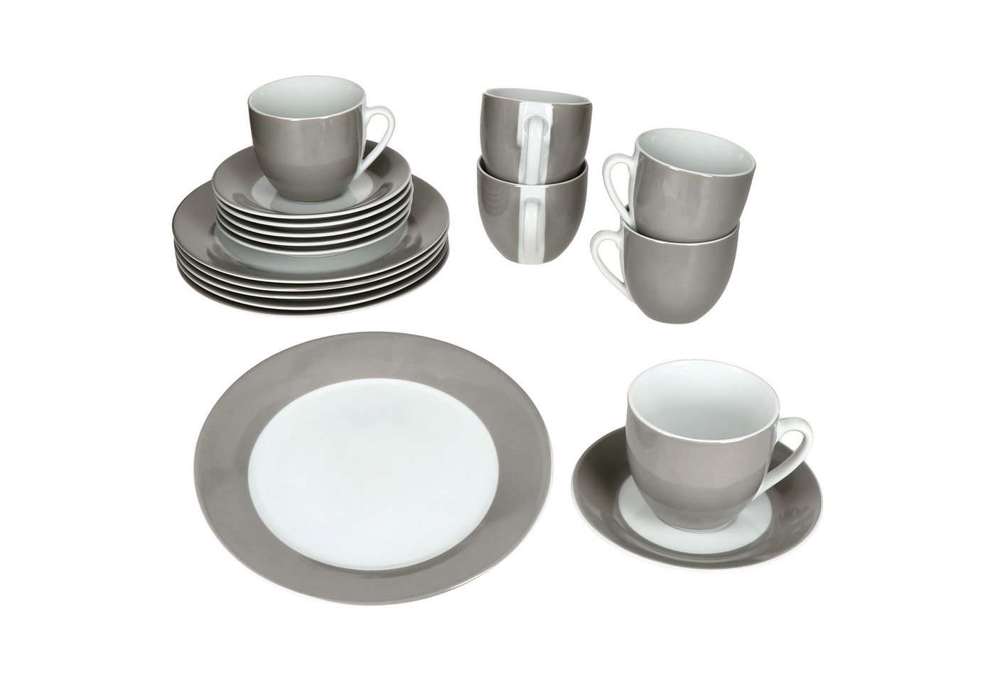 MamboCat Kaffeeservice 18tlg Kaffeeservice Variant Grau Porzellan 6 Personen, Porzellan – Bild 2 von 5