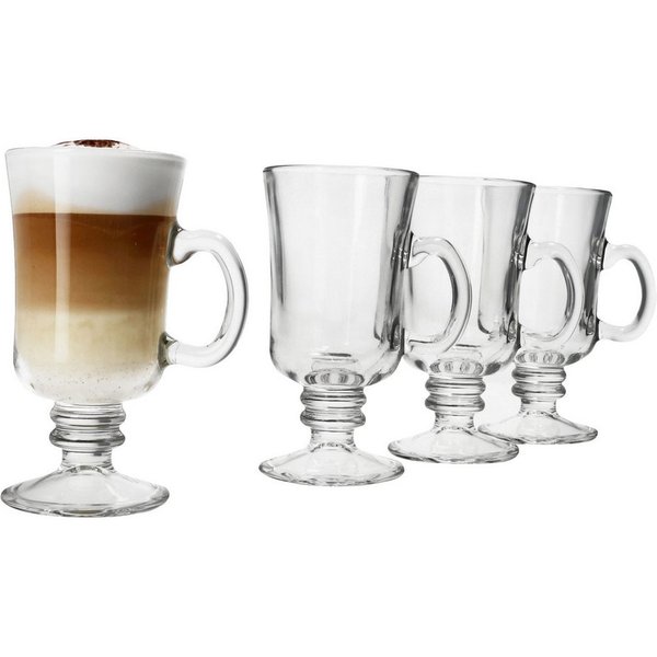 MamboCat Latte-Macchiato-Glas 4x Irish Coffee Gläser mit Henkel 180ml Tee-Glas Kaffee-Gläser, Glas