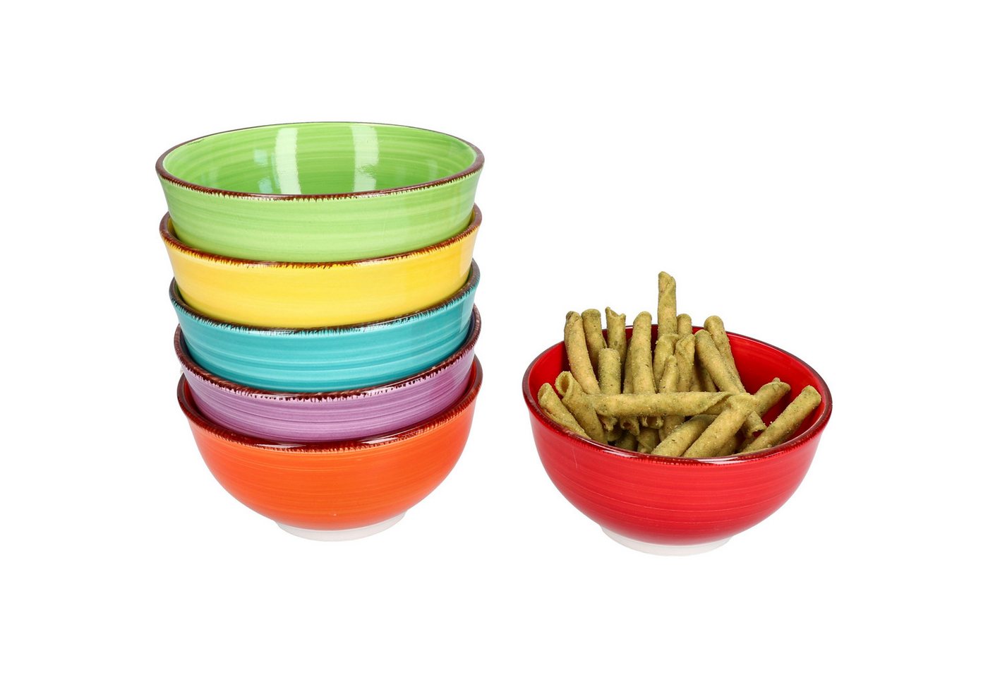 MamboCat Müslischale 6er Set Snack-/Dipschale Uni bunt 12cm - 24326734, Steingut – Bild 2 von 5