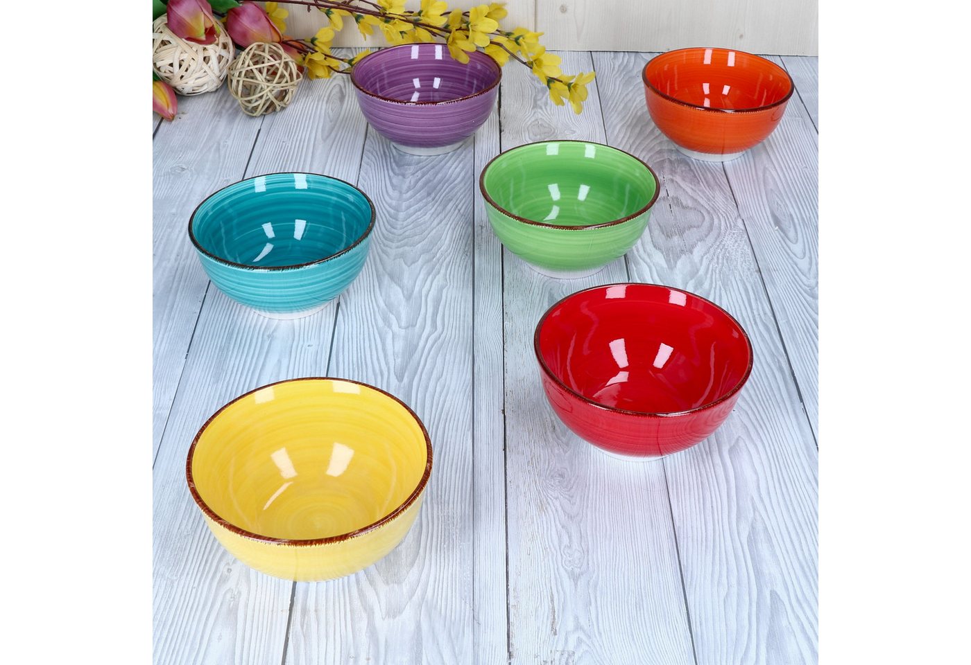 MamboCat Müslischale 6er Set Snack-/Dipschale Uni bunt 12cm - 24326734, Steingut – Bild 3 von 5