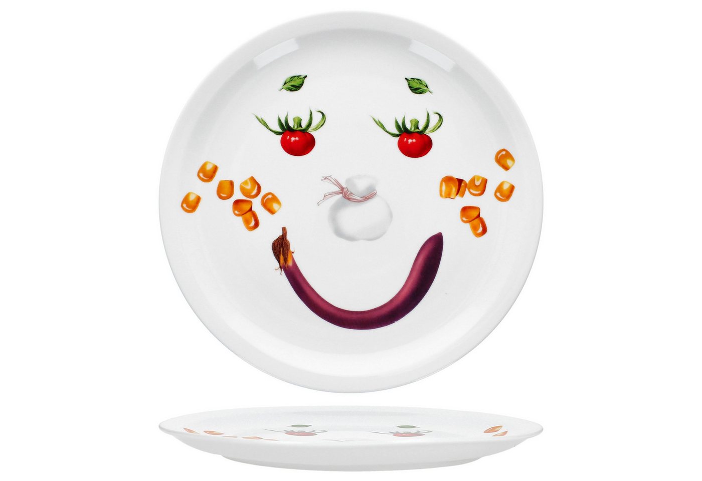 MamboCat Pizzateller 4er Set Smiley Pizzateller Ø30,5cm Servier-Platte Gemüse-Gesicht – Bild 4 von 5
