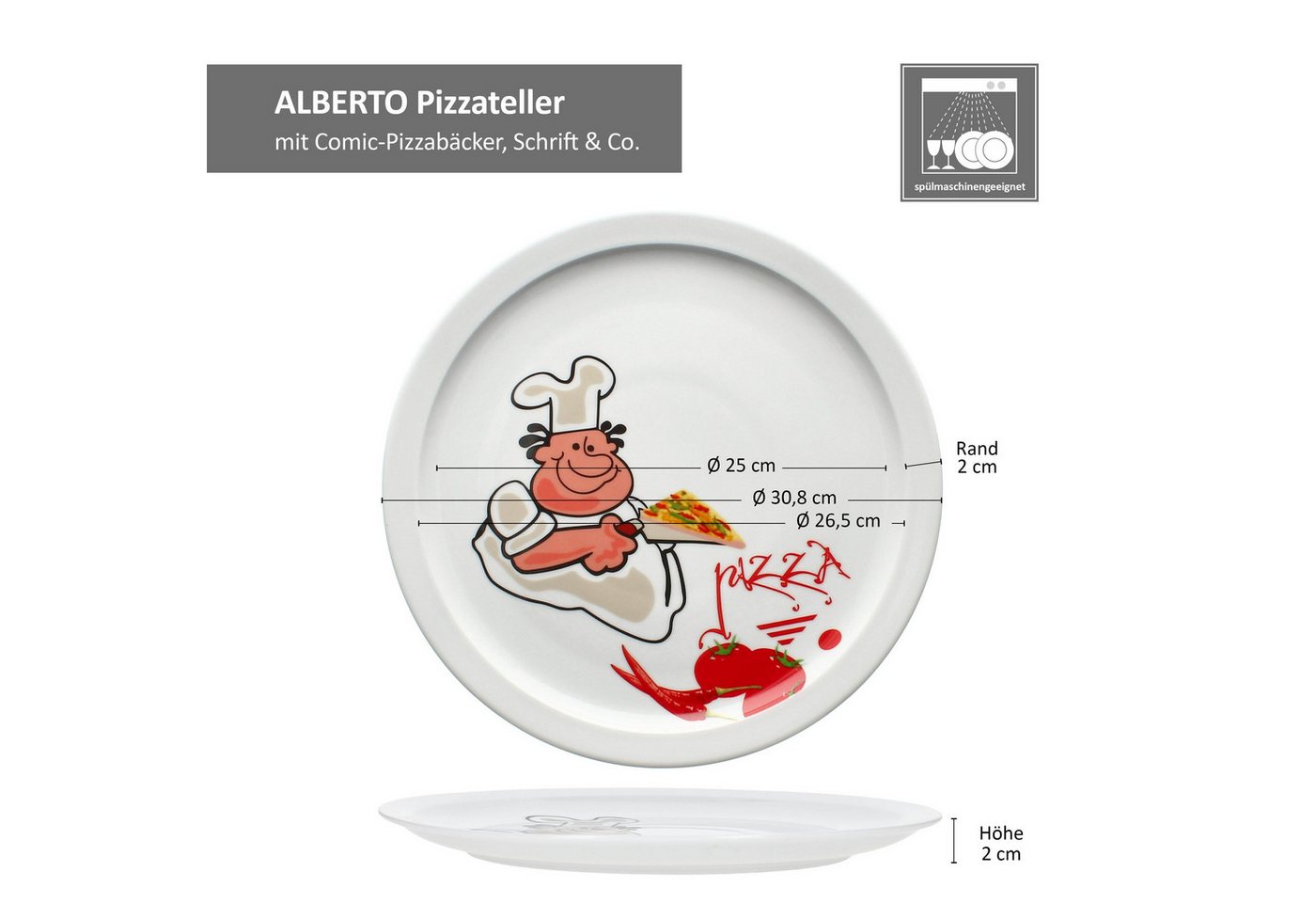 MamboCat Pizzateller 6er Set Alberto Pizzateller Ø30,5cm 6 Personen XL-Teller Platte – Bild 5 von 5