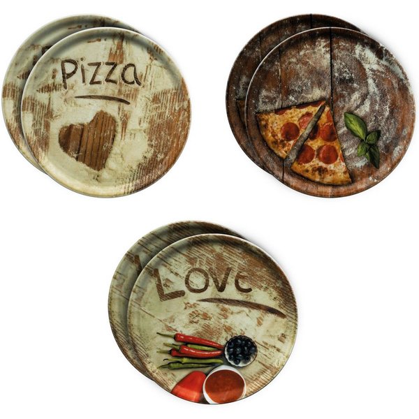 MamboCat Pizzateller 6er Set Pizzateller Oliven-, Salami- & Lieblingspizza Ø 31cm Platte