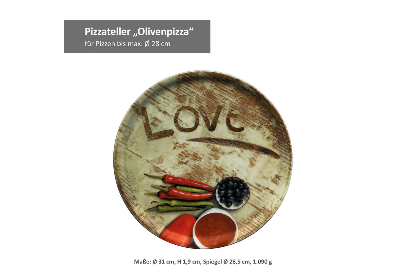 MamboCat Pizzateller 6er Set Pizzateller Oliven-, Salami- & Lieblingspizza Ø 31cm Platte – Bild 3 von 5