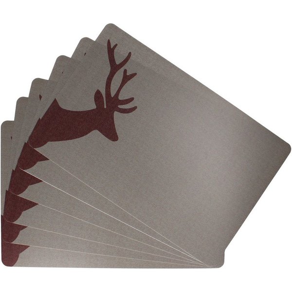 MamboCat Platzset 6x Hirsch Tischset 43,5x28,5cm Kunststoff Platzset braun abwaschbar