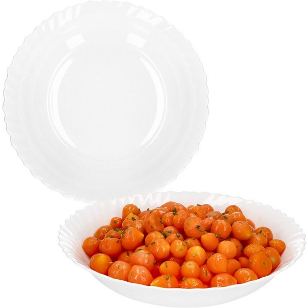 MamboCat Rührschüssel 2x Servierschale Arkona Ø28cm Opalglas weiß Salat-Schüssel, Glas