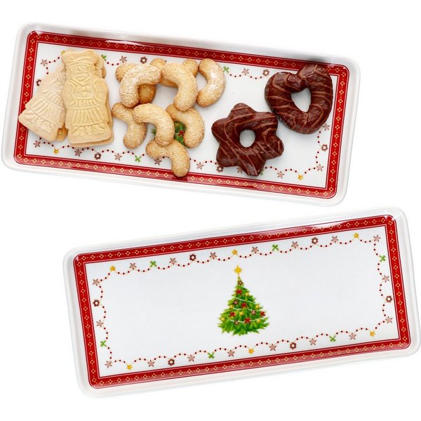 MamboCat Servierplatte 2x Weihnachtstraum Kuchenplatte rechteckig Porzellan Weihnachten, Porzellan