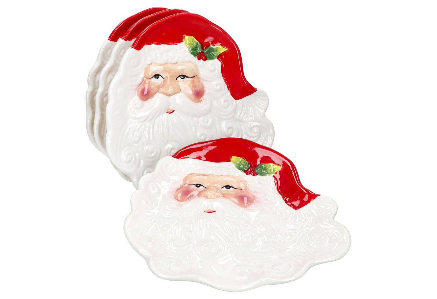 MamboCat Servierplatte 4x Gebäckteller Santa Servierplatte Kuchen Weihnachten Plätzchen, Steingut – Bild 2 von 5