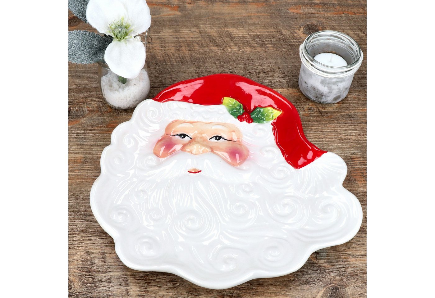 MamboCat Servierplatte 4x Gebäckteller Santa Servierplatte Kuchen Weihnachten Plätzchen, Steingut – Bild 3 von 5