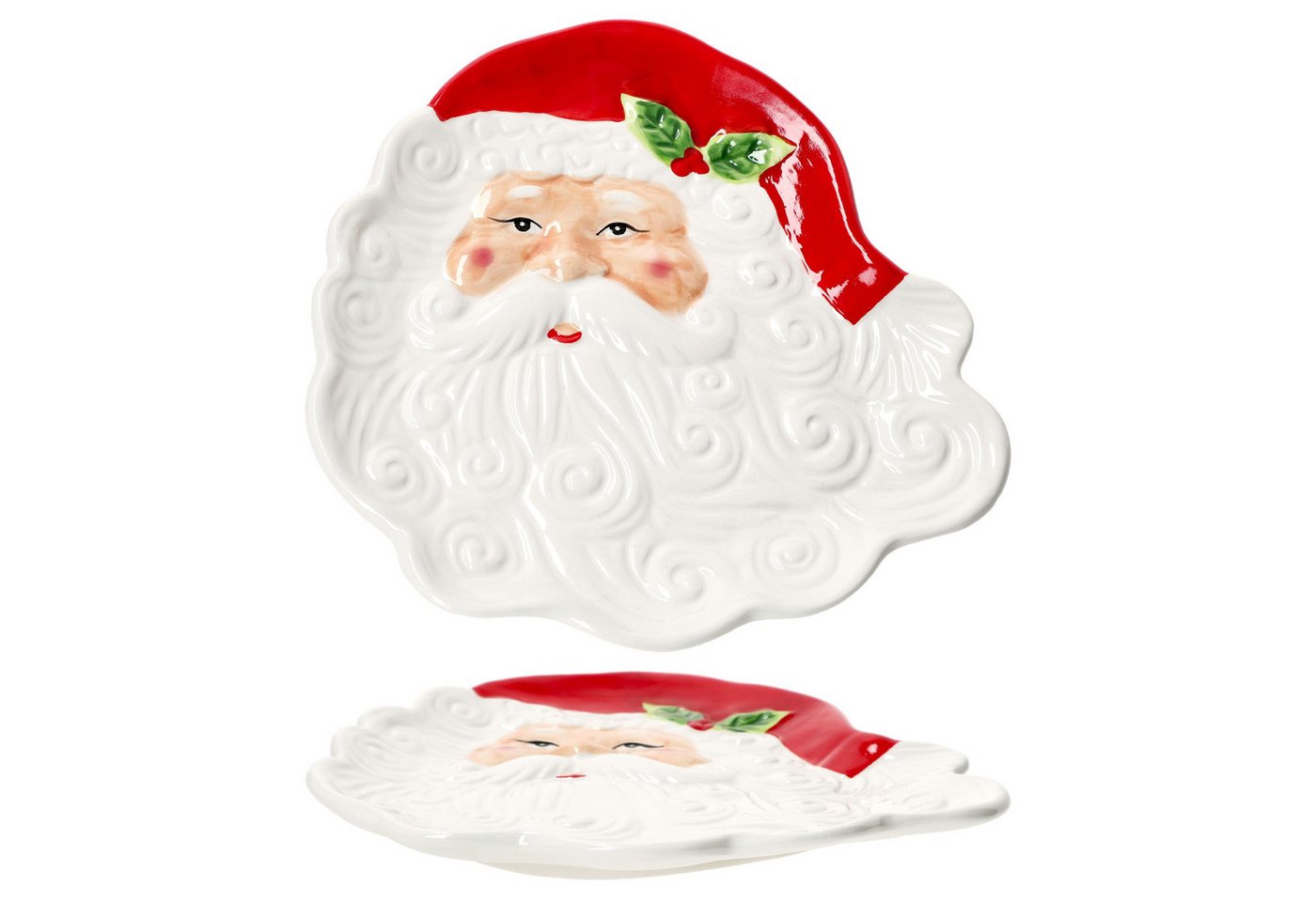 MamboCat Servierplatte 4x Gebäckteller Santa Servierplatte Kuchen Weihnachten Plätzchen, Steingut – Bild 4 von 5