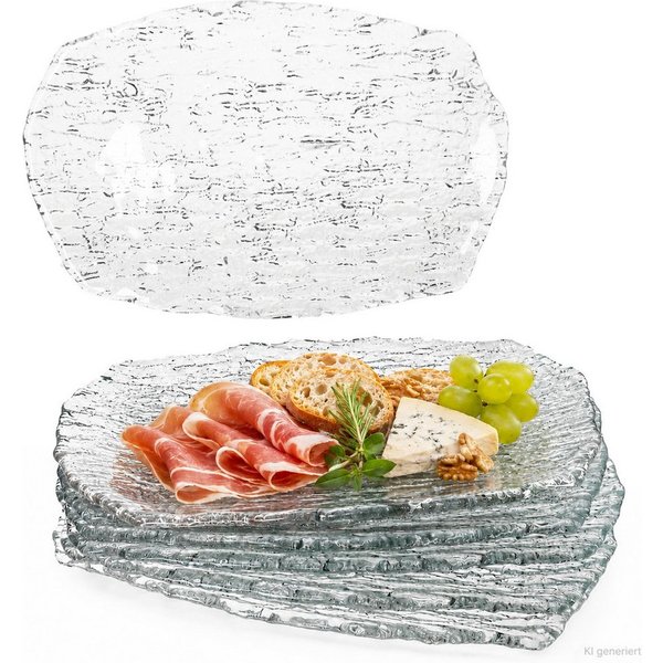 MamboCat Servierplatte 6er Set St Tropez Glas Servierplatte 35,5x23cm rechteckig Antipasti, Glas
