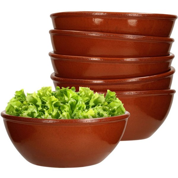 MamboCat Servierschale 6er Set Tonschale 15cm braun glasiert 650ml - 99538, Steingut