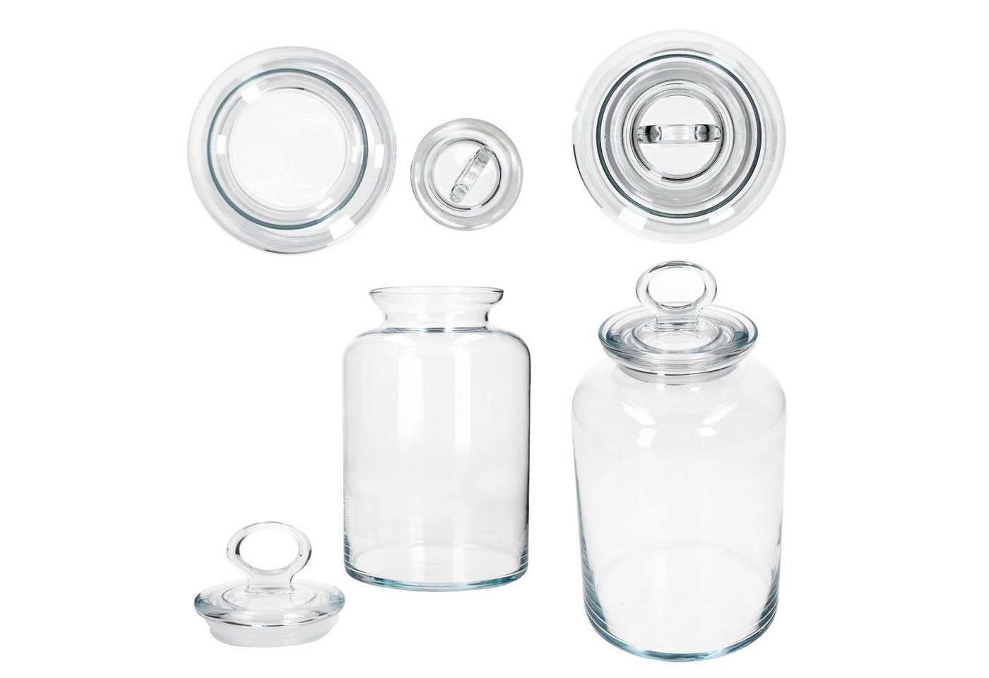 MamboCat Vorratsglas 2er Set Vorratsglas KIT 2,64L Glasdose mit Deckel Bonbonglas Keksglas, Glas – Bild 4 von 5