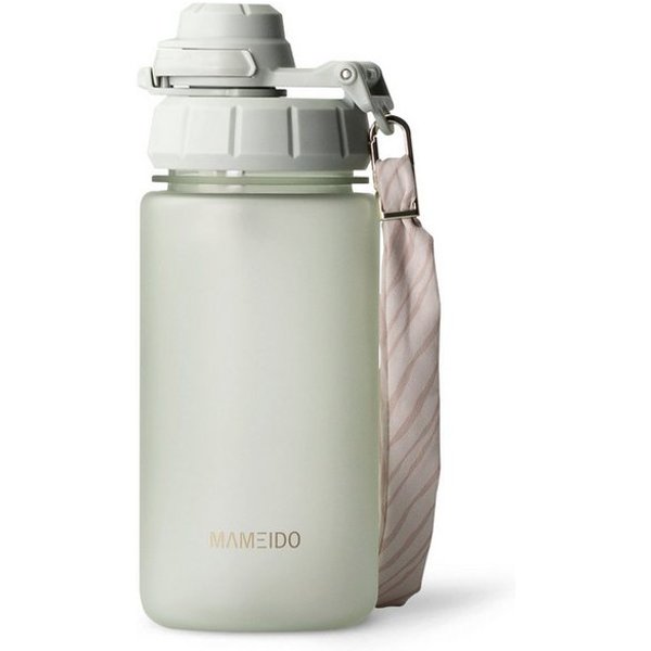 MAMEIDO Trinkflasche, mit 2-in-1 Deckel, Zeitmarkierung, Handschlaufe in 0,5l, 1l, 1,5l & 2l