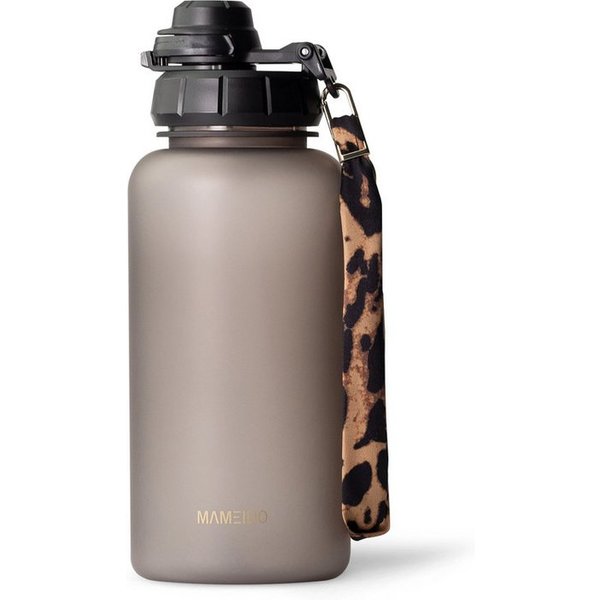 MAMEIDO Trinkflasche, mit 2-in-1 Deckel, Zeitmarkierung, Handschlaufe in 0,5l, 1l, 1,5l & 2l