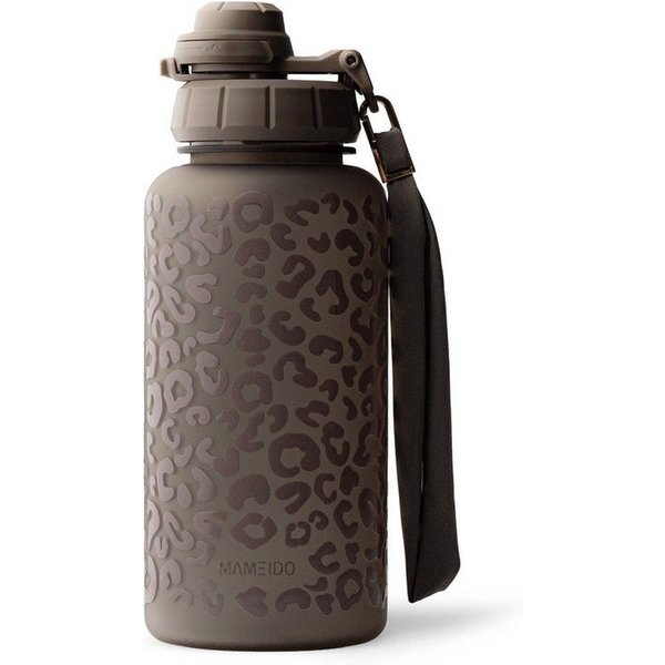 MAMEIDO Trinkflasche, mit 2-in-1 Deckel, Zeitmarkierung, Handschlaufe in 0,5l, 1l, 1,5l & 2l