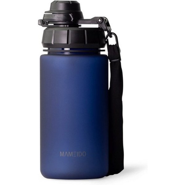 MAMEIDO Trinkflasche, mit 2-in-1 Deckel, Zeitmarkierung, Handschlaufe in 0,5l, 1l, 1,5l & 2l