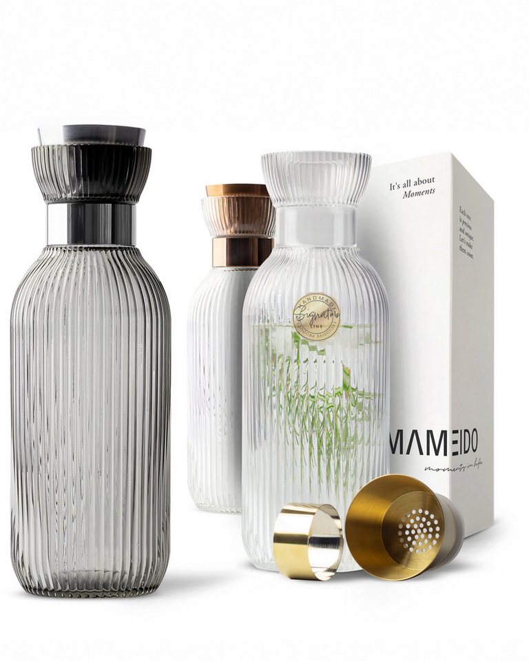 MAMEIDO Wasserkaraffe, aus mundgeblasenem Kristallglas mit edlem Ausgießer in 1 l und 1,5 l – Bild 2 von 5