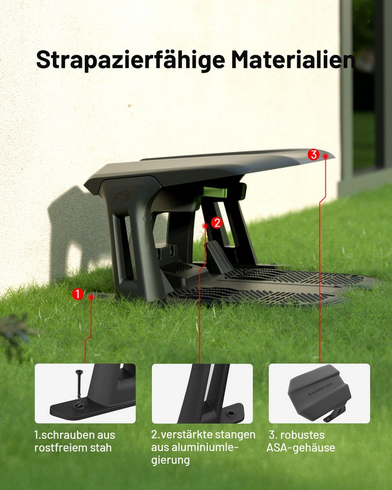 Mammotion Mähroboter-Garage, für Rasenmähroboter, (Rasenmäher-Schutzhülle), Winddicht, Regenfest, Sonnenfest, 709 x 762 x 441 mm, Grauschwarz – Bild 4 von 5