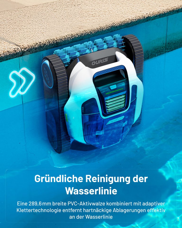 Mammotion Poolroboter Spino E1 Poolreiniger mit App, Kabellos Poolsauger bis 150m² Pools, (für Boden, Wand, Wasserlinienreinigung), 6000 mAh, 210 Min Laufzeit,  – Bild 4 von 5