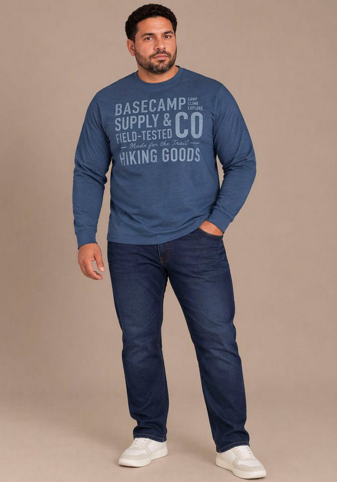 Man's World Plus Rundhalsshirt auch in Grosse Größen bis Gr. 7XL Regular Fit, Langarm, bedruckte Optik, für Casualmode – Bild 5 von 5