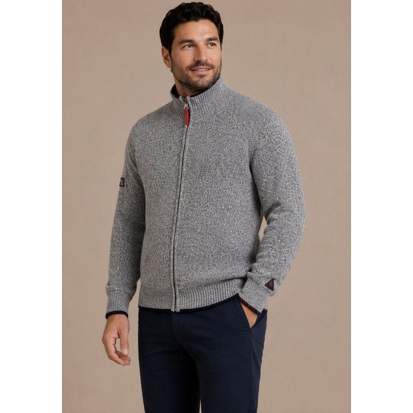 Man's World Plus Strickjacke auch in Grosse Größen bis Gr. 7XL Regular Fit, melierte Optik, mit Stehkragen, mit Reißverschluss