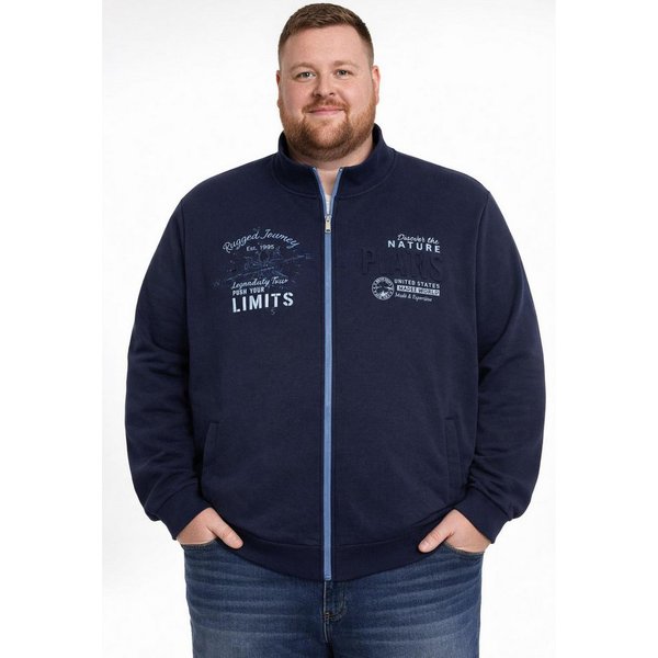 Man's World Plus Sweatjacke aus angerauter Sweatware, Regular Fit, Langarm-Design