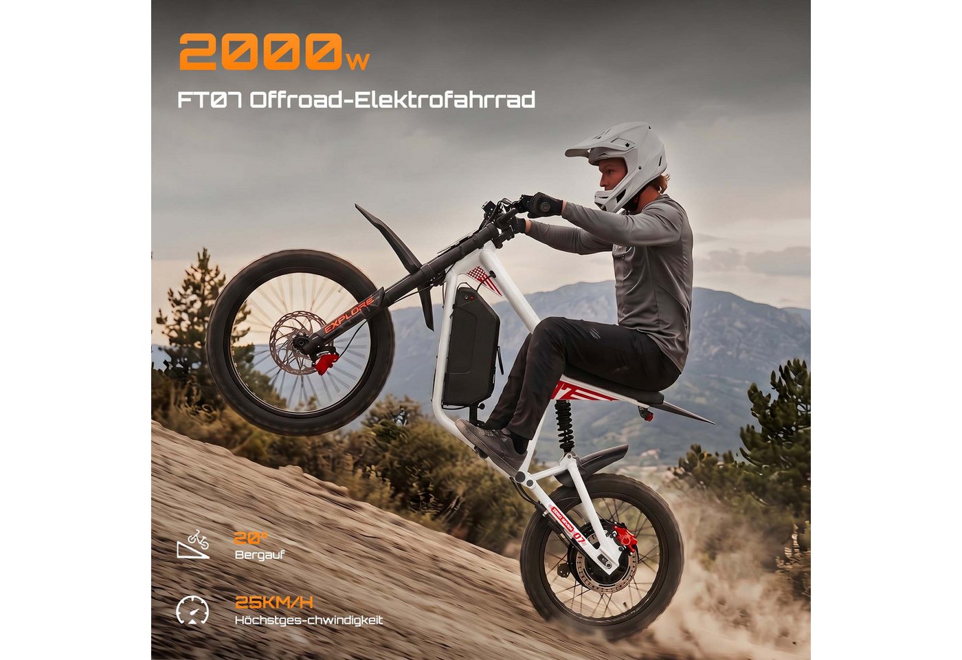 MANGOSTEEN E-Motorroller FT07 E Scooter mit Sitz Offroad Erwachsene, 2000 W 60 V 25 Ah, 68 km/h, 68 km/h, Keine Straßenzulassung: ausschließlich auf Privatgelän – Bild 3 von 5