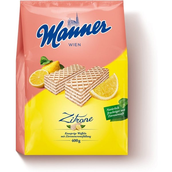Manner Kekse, Manner knusprige Waffelschnitten mit Zitronencremefüllung 400g