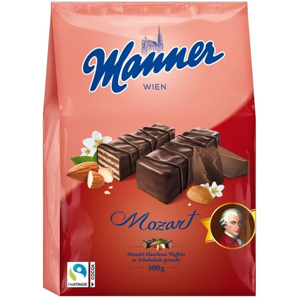 Manner Kekse, Manner Mozart Mignon Schnitten mit Mandel Haselnuss Füllung 300g