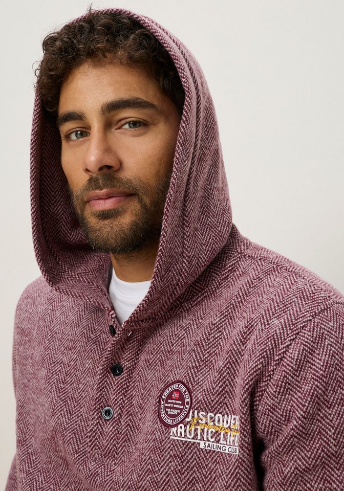 Man's World Fleecepullover mit Kapuze, gemusterte Optik, aus Polyester und Baumwolle – Bild 3 von 5