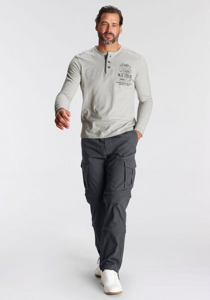 Man's World Henleyshirt Langarm, mit lässigem Print, Rundhalsausschnitt mit Knopfleiste – Bild 5 von 5