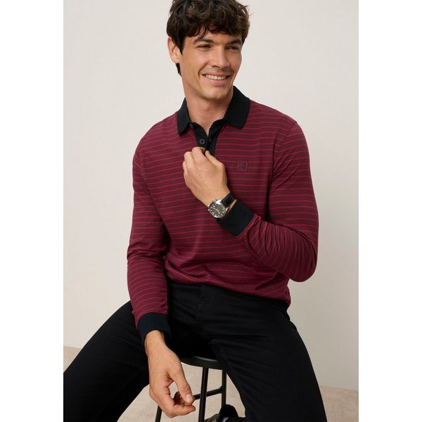 Man's World Poloshirt Normale Passform, mit Langarm, mit Polokragen, geringeltes Design