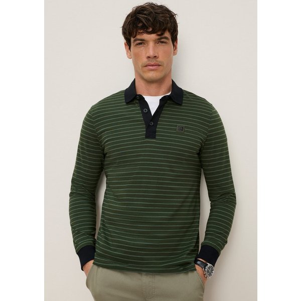 Man's World Poloshirt Normale Passform, mit Langarm, mit Polokragen, geringeltes Design