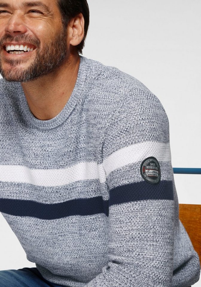 Man's World Rundhalspullover Bis Größe 5 XL in melierte Optik – Bild 4 von 5