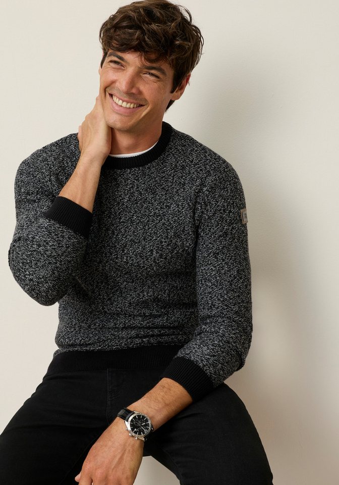 Man's World Rundhalspullover Neue Kollektion! Highlight Strukturqualität mit Rippbündchen am Ausschnitt, Strickmaterial, melierte Optik – Bild 2 von 5