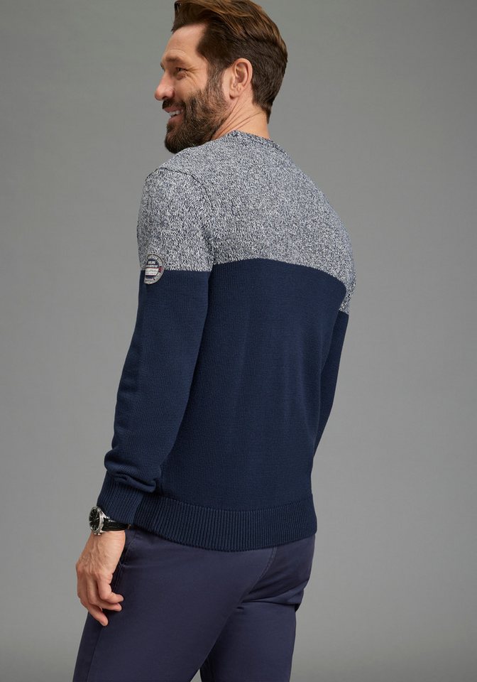 Man's World Rundhalspullover Highlight melierter Look aus Strick, mit Rundhalsausschnitt, reguläre Passform, mit Langarm – Bild 2 von 5