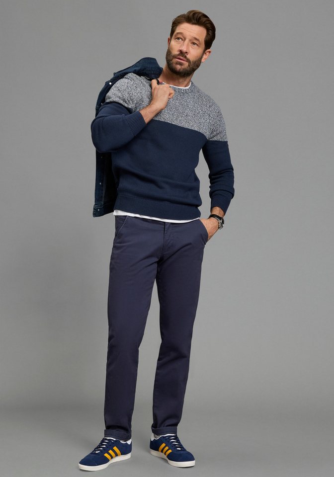 Man's World Rundhalspullover Highlight melierter Look aus Strick, mit Rundhalsausschnitt, reguläre Passform, mit Langarm – Bild 3 von 5