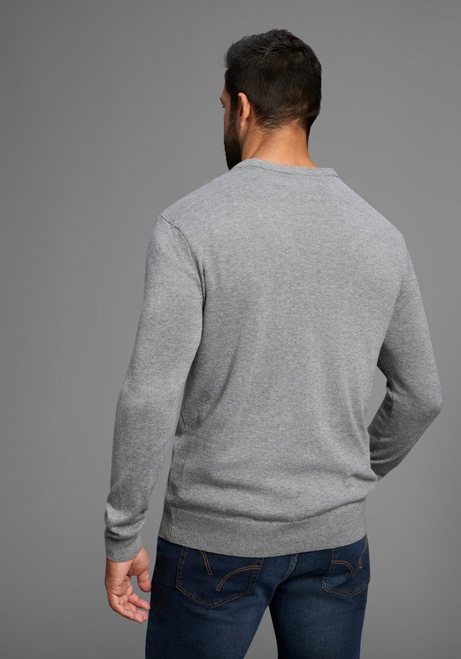 Man's World Rundhalspullover DP Grau & Schwarz (2-er Pack) in Feinstrick, ideal für die Übergangszeit, Basic Style – Bild 3 von 5