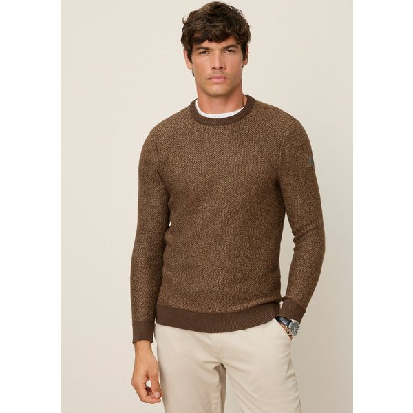 Man's World Rundhalspullover Neue Kollektion! Highlight Strukturqualität mit Rippbündchen am Ausschnitt, Strickmaterial, melierte Optik