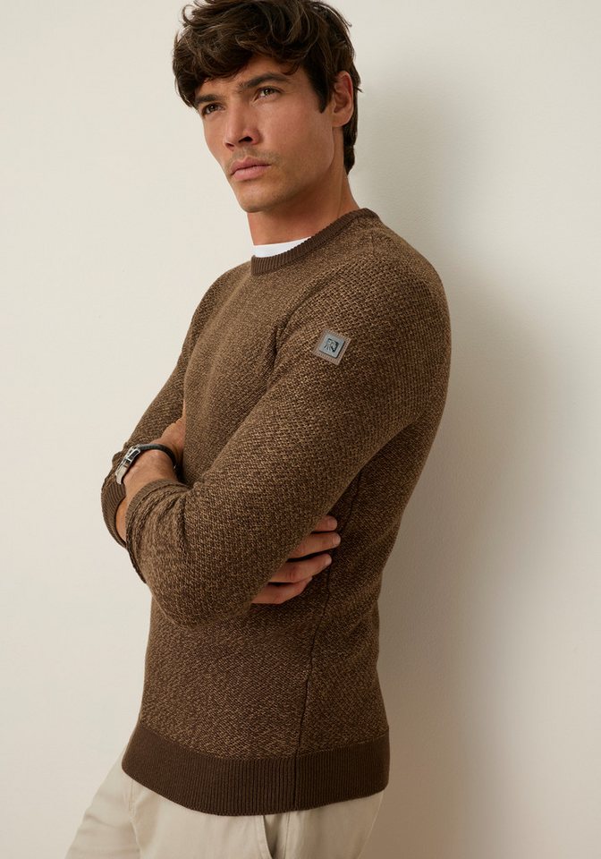 Man's World Rundhalspullover Neue Kollektion! Highlight Strukturqualität mit Rippbündchen am Ausschnitt, Strickmaterial, melierte Optik – Bild 2 von 5