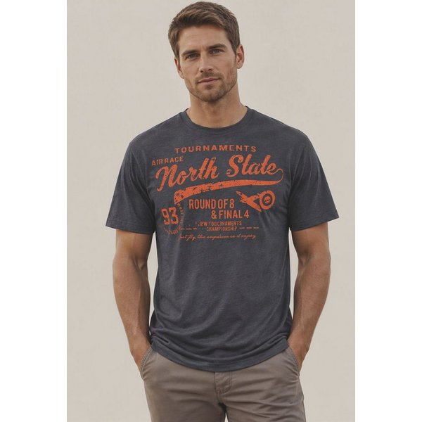 Man's World Rundhalsshirt Kurzarm, bedruckt, Rundhalsausschnitt, aus Single Jersey